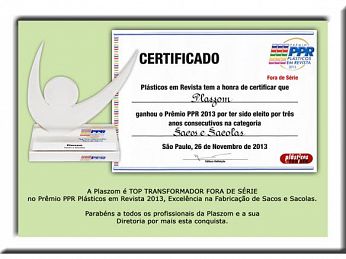 PLASZOM recebe o Prêmio PPR TOP TRANSFORMADOR FORA DE SÉRIE